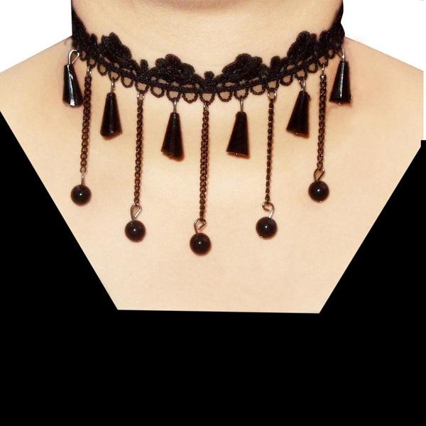 Jeweljunk Black Lace Adjustable Tattoo Choker Necklace - 1108636