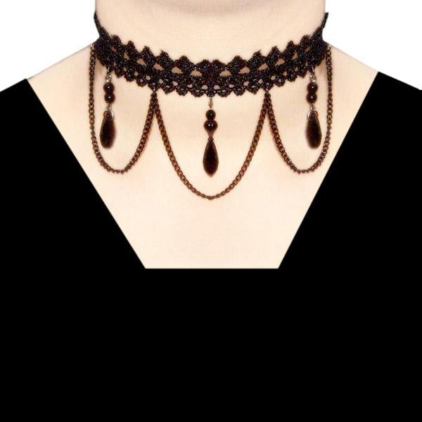 Jeweljunk Black Lace Adjustable Tattoo Choker Necklace - 1108637