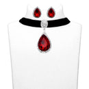 Jeweljunk Red Austrian Stone Choker Necklace Set - 1108707B