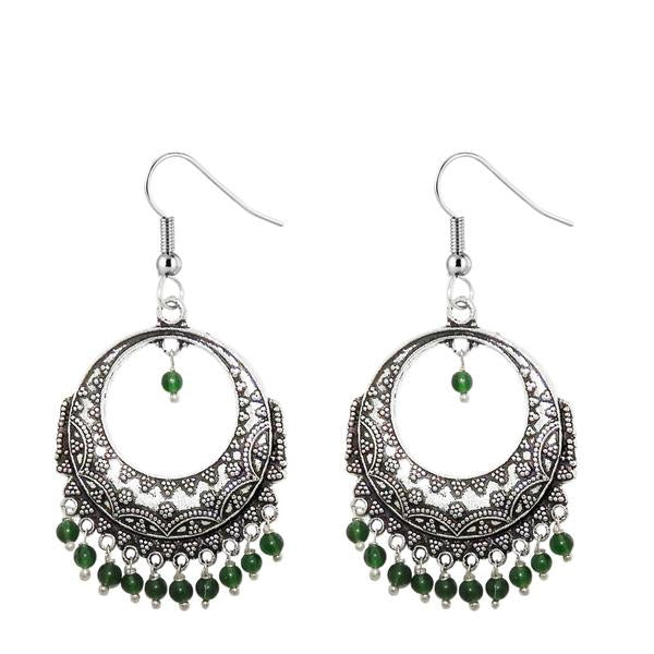 Tip Top Fashions Beads Drop Rhodium Plated Dangler Earring - 1309012G