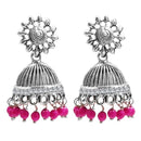 Jeweljunk Oxidised Plated Beads Austrian Stone Jhumki Earrings - 1311019A