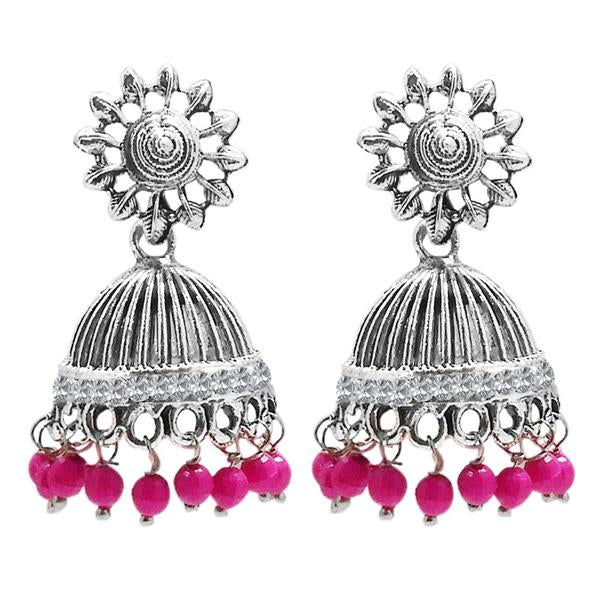 Jeweljunk Oxidised Plated Beads Austrian Stone Jhumki Earrings - 1311019A