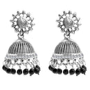 Jeweljunk Black Beads Austrian Stone Afghani Jhumki Earrings - 1311019B