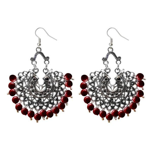 Tip Top Fashions Beads Silver Plated Afghani Dangler Earrings - 1311208A
