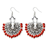 Jeweljunk Silver Plated Beads Afghani Dangler Earrings - 1311208B