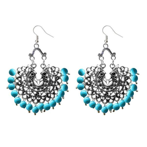 Jeweljunk Beads Silver Plated Afghani Dangler Earrings - 1311208C