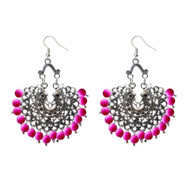 Jeweljunk Beads Silver Plated Afghani Dangler Earrings - 1311208E