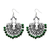 Jeweljunk Silver Plated Beads Afghani Dangler Earrings - 1311208I