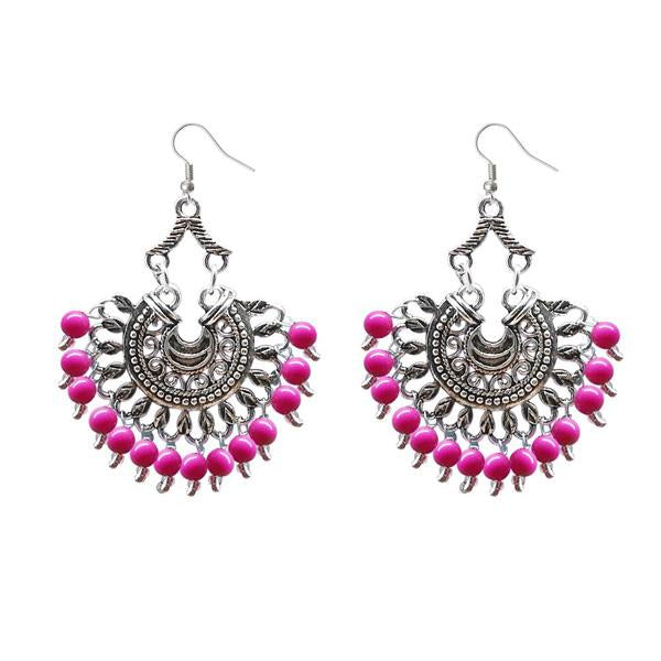 Jeweljunk Beads Silver Plated Afghani Dangler Earrings - 1311209A