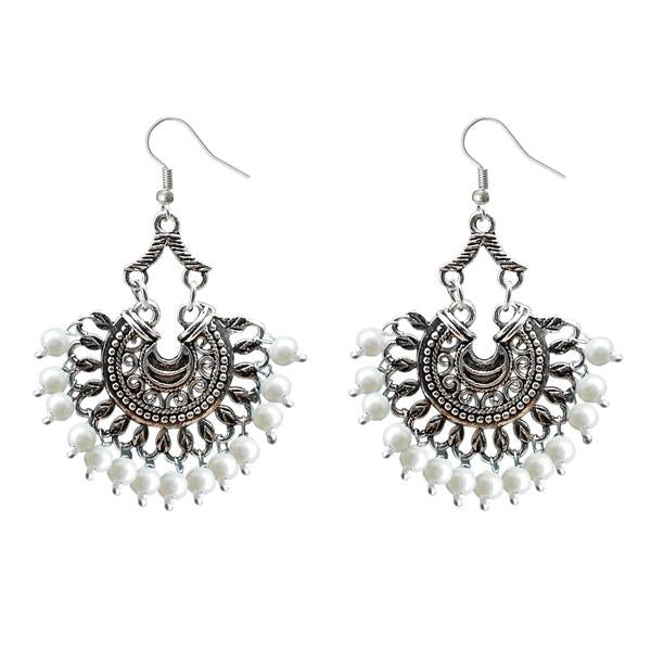 Jeweljunk Silver Plated Beads Afghani Dangler Earrings - 1311209B