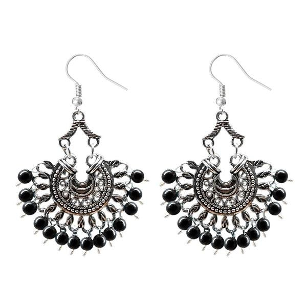 Jeweljunk Silver Plated Beads Afghani Dangler Earrings - 1311209D