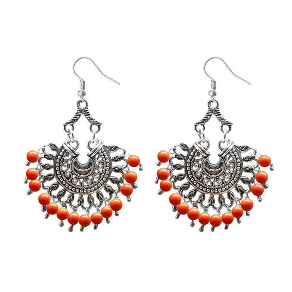 Tip Top Fashions Silver Plated Beads Afghani Dangler Earrings - 1311209F