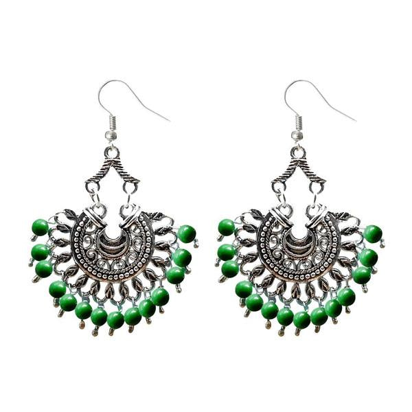 Jeweljunk Silver Plated Beads Afghani Dangler Earrings - 1311209G