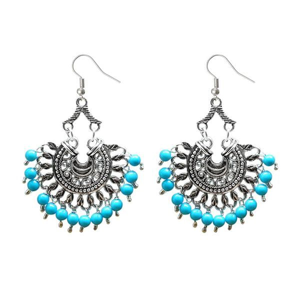 Jeweljunk Silver Plated Beads Afghani Dangler Earrings - 1311209H