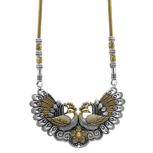 Jeweljunk Peacock Design 2 Tone Plated Boho Necklace - 1111002