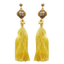 Tip Top Fashions Kundan Pearl Yellow Thread Gold Plated Earring - 1311414B