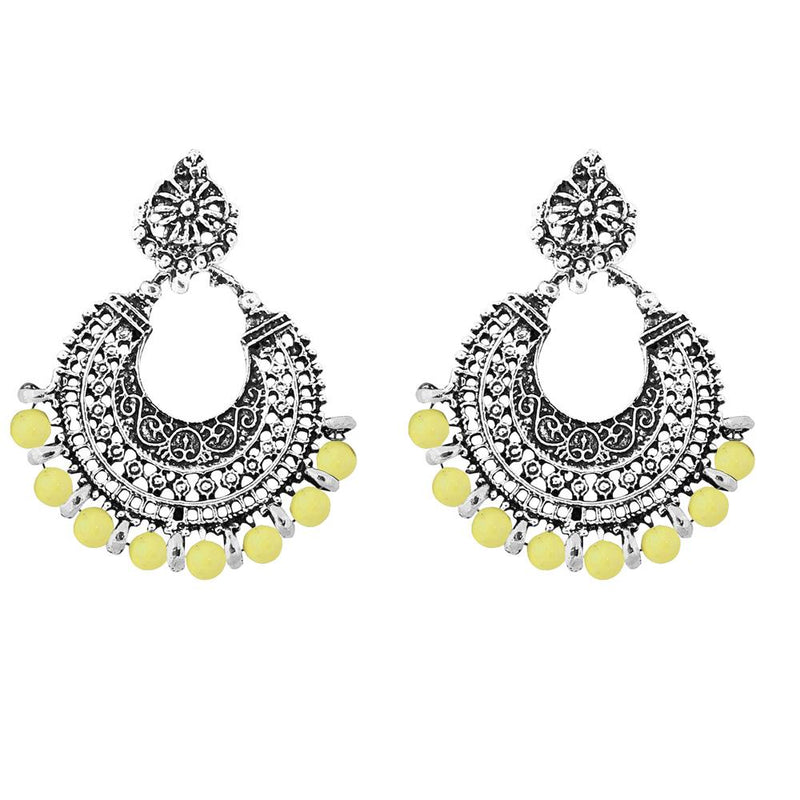 Tip Top Fashions Beads Rhodium Plated Afghani  Earrings - 1311025K