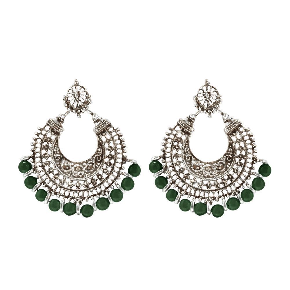 Jeweljunk Beads Silver Plated Afghani Earrings - 1311025D