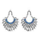 Jeweljunk Blue Pota Stone Rhodium Plated Afghani Earrings - 1311028C