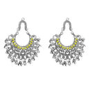 Jeweljunk Yellow Pota Stone Rhodium Plated Afghani Earrings - 1311028I