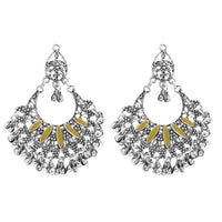 Jeweljunk Yellow Meenakari Rhodium Plated Afghani Earrings - 1311029D