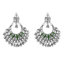 Jeweljunk Green Meenakari Rhodium Plated Afghani Earrings - 1311029E