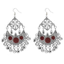 Jeweljunk Maroon Meenakari Rhodium Plated Afghani Earrings - 1311034A