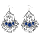 Jeweljunk Blue Meenakari Rhodium Plated Afghani Earrings - 1311034B