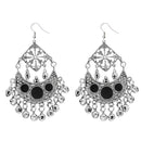 Jeweljunk Black Meenakari Rhodium Plated Afghani Earrings - 1311034C