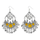 Jeweljunk Yellow Meenakari Rhodium Plated Afghani Earrings - 1311034F