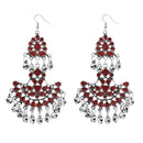 Jeweljunk Maroon Meenakari Rhodium Plated Afghani Earrings - 1311039A