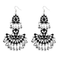 Jeweljunk Black Meenakari Rhodium Plated Afghani Earrings - 1311039C