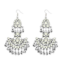 Jeweljunk White Meenakari Rhodium Plated Afghani Earrings - 1311039E