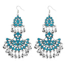 Jeweljunk Blue Meenakari Rhodium Plated Afghani Earrings - 1311039G
