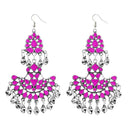 Jeweljunk Pink Meenakari Rhodium Plated Afghani Earrings - 1311039H