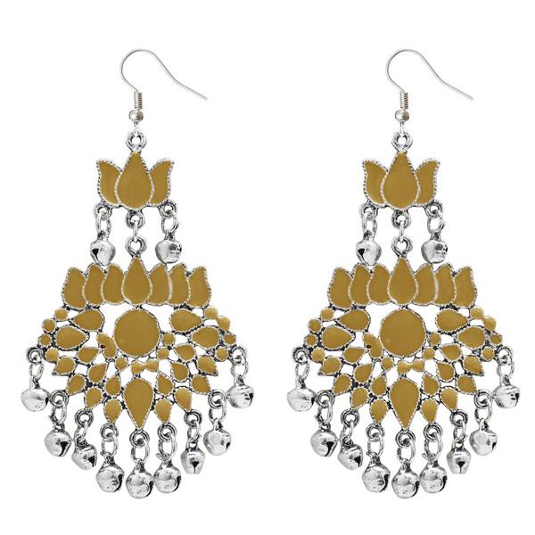 Jeweljunk Yellow Meenakari Afghani Earrings - 1311040F