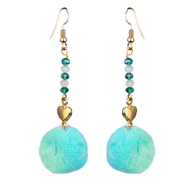 Jeweljunk Blue Beads Gold Plated Thread Earrings - 1310928