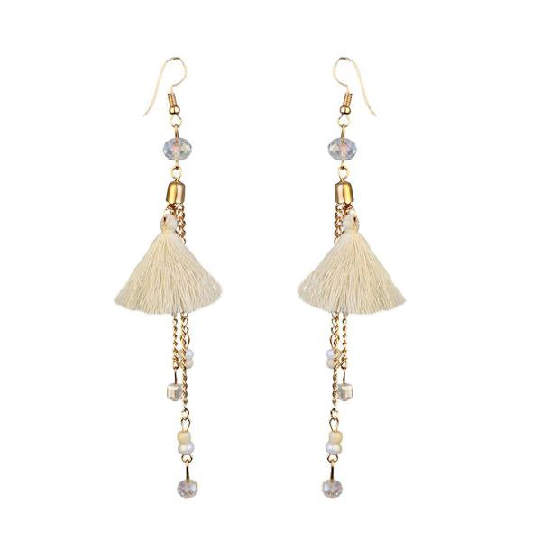 Jeweljunk Gold Plated White Thread Earrings - 1310906D