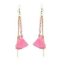 Jeweljunk Gold Plated Pink Thread Earrings - 1310907C