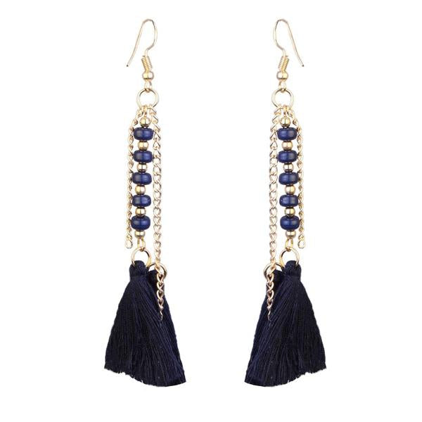 Jeweljunk Gold Plated Blue Thread Earrings - 1310907G