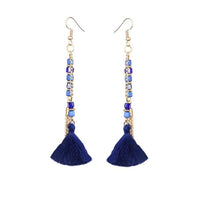 Jeweljunk Gold Plated Blue Thread Earrings - 1310908B