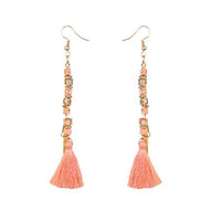 Jeweljunk Gold Plated Peach Thread Earrings - 1310908F