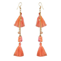 Jeweljunk Gold Plated Orange Thread Earrings - 1310909A