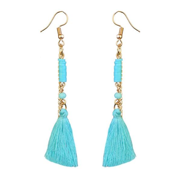 Jeweljunk Gold Plated Blue Thread Earrings - 1310910D