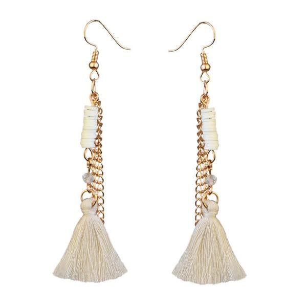 Jeweljunk Gold Plated White Thread Earrings - 1310910I