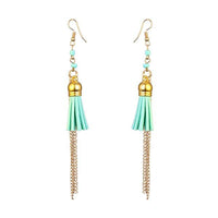 Jeweljunk Gold Plated Green Thread Earrings - 1310916A