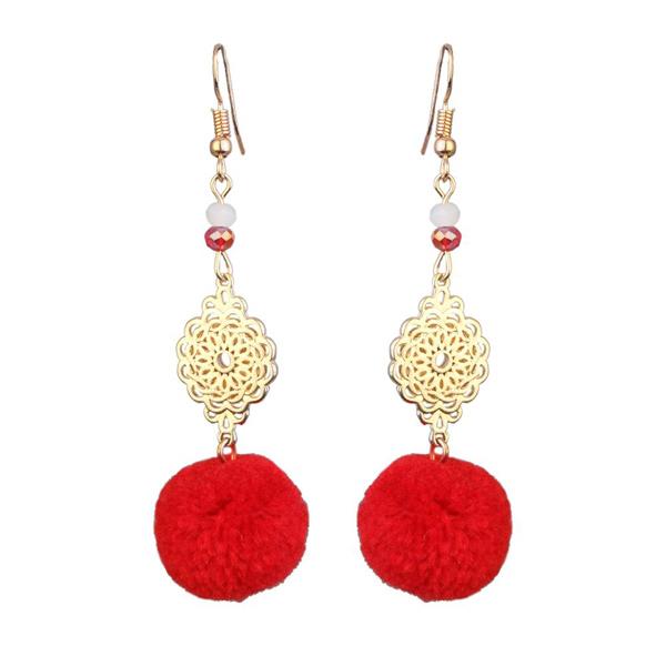 Jeweljunk Gold Plated Red Thread Earrings - 1310918B