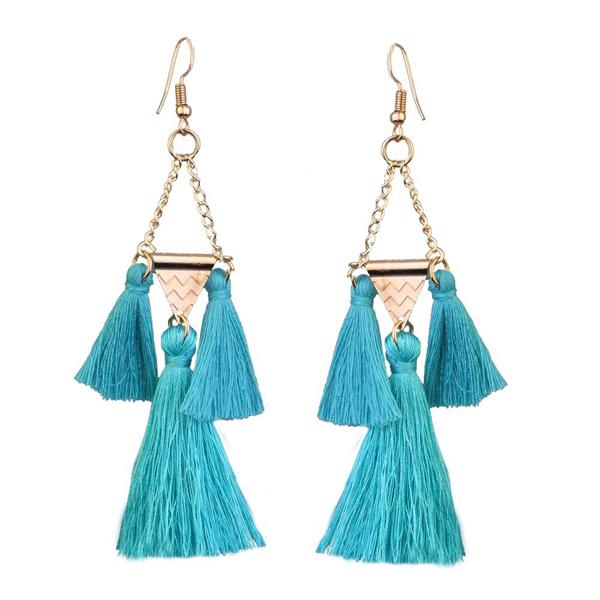 Jeweljunk Gold Plated Blue Thread Earrings - 1310919E