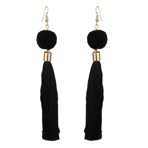 Tip Top Fashions Gold Plated Black Thread Earrings - 1310920A