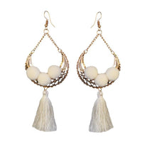Jeweljunk Gold Plated White Thread Earrings - 1310925D